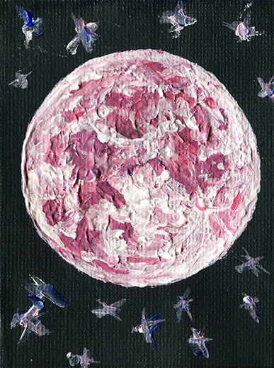luna 5 - pink moon and stars